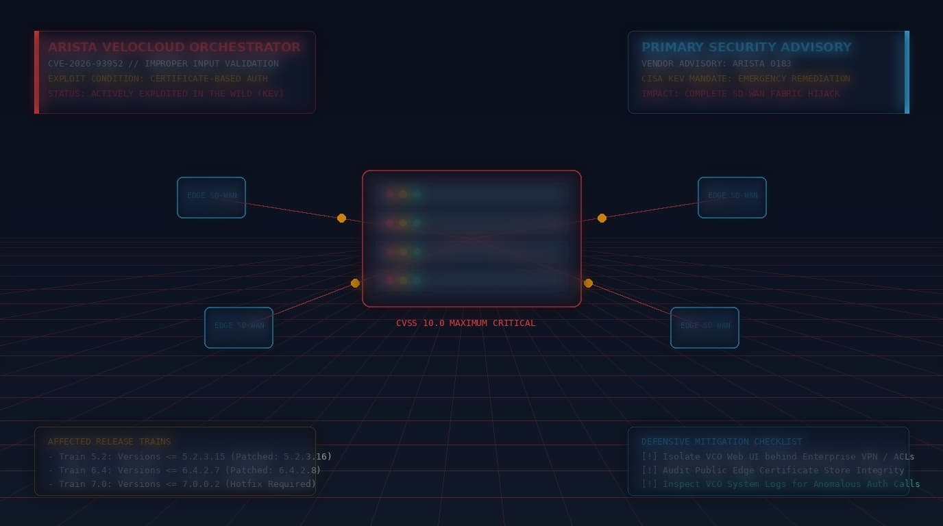 Arista VeloCloud Orchestrator Input Validation Zero-Day and SD-WAN Edge Hijacking Flow