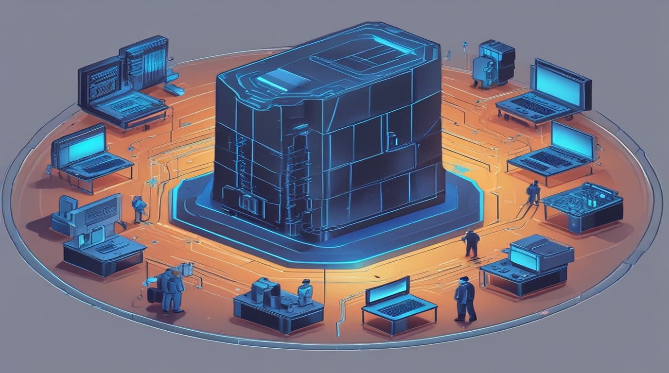 High-tech 3D conceptual cybernetic editorial illustration of AWS Enterprise Services Server-Side Request Forgery vulnerability and enterprise defense
