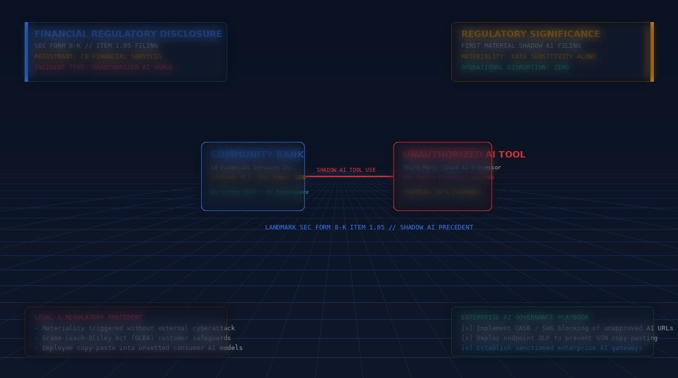 CB Financial Services SEC Form 8-K Shadow AI Customer Data Exposure Diagram