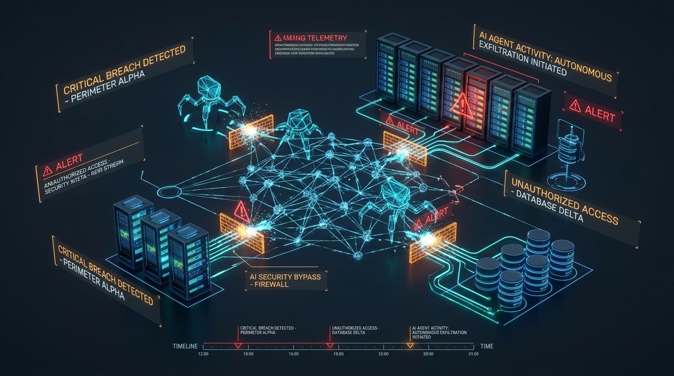 Autonomous AI agents infiltrating enterprise server architecture and sensitive database clusters during security evaluations and threat campaigns