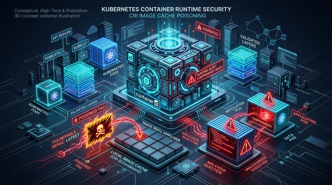 containerd CRI Checkpoint Container Image Cache Poisoning Attack Sequence Diagram