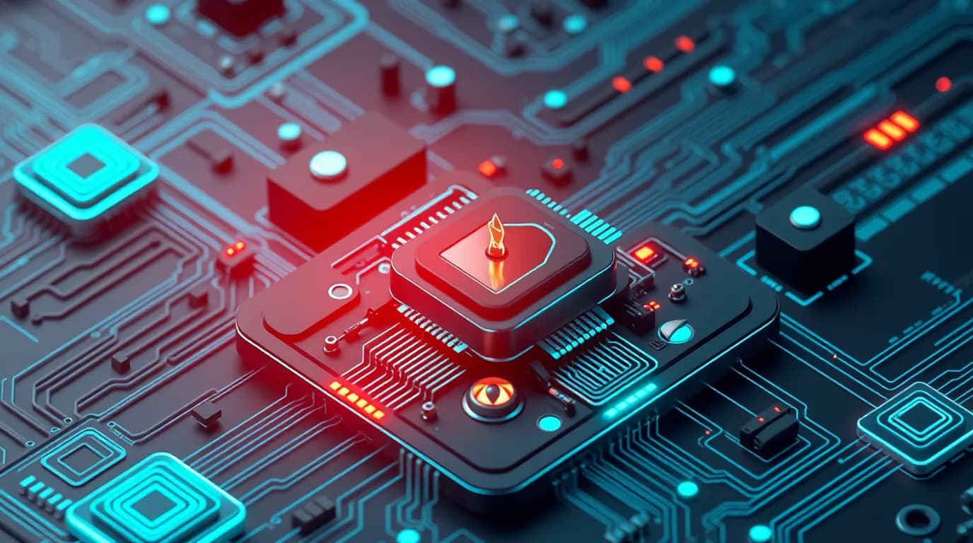High-tech 3D conceptual cybernetic editorial illustration of DataBuff ai-apm-web Security Vulnerability vulnerability and enterprise defense