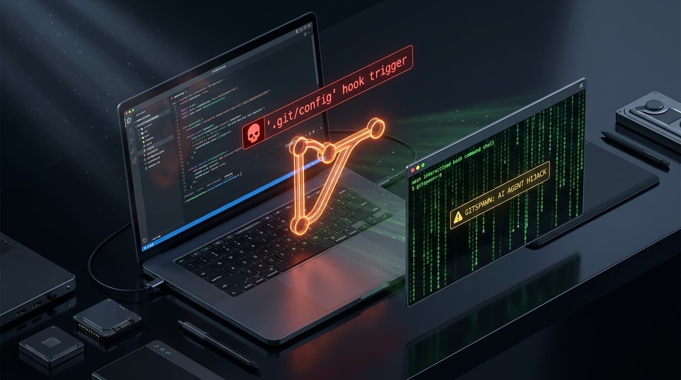 Git configuration file weaponized with GitSpawn exploit executing arbitrary code across AI developer assistants
