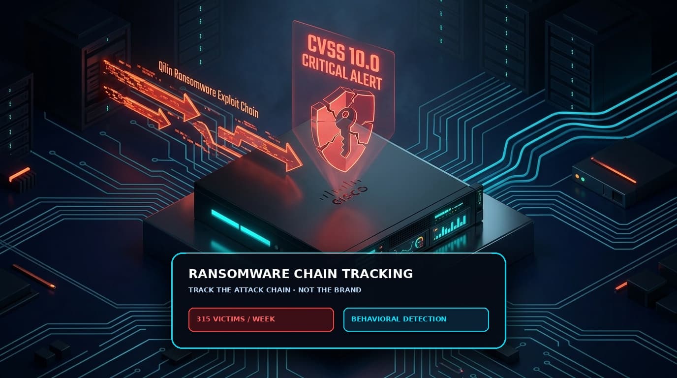 3D conceptual illustration of ransomware attack chain progression from initial access to data encryption