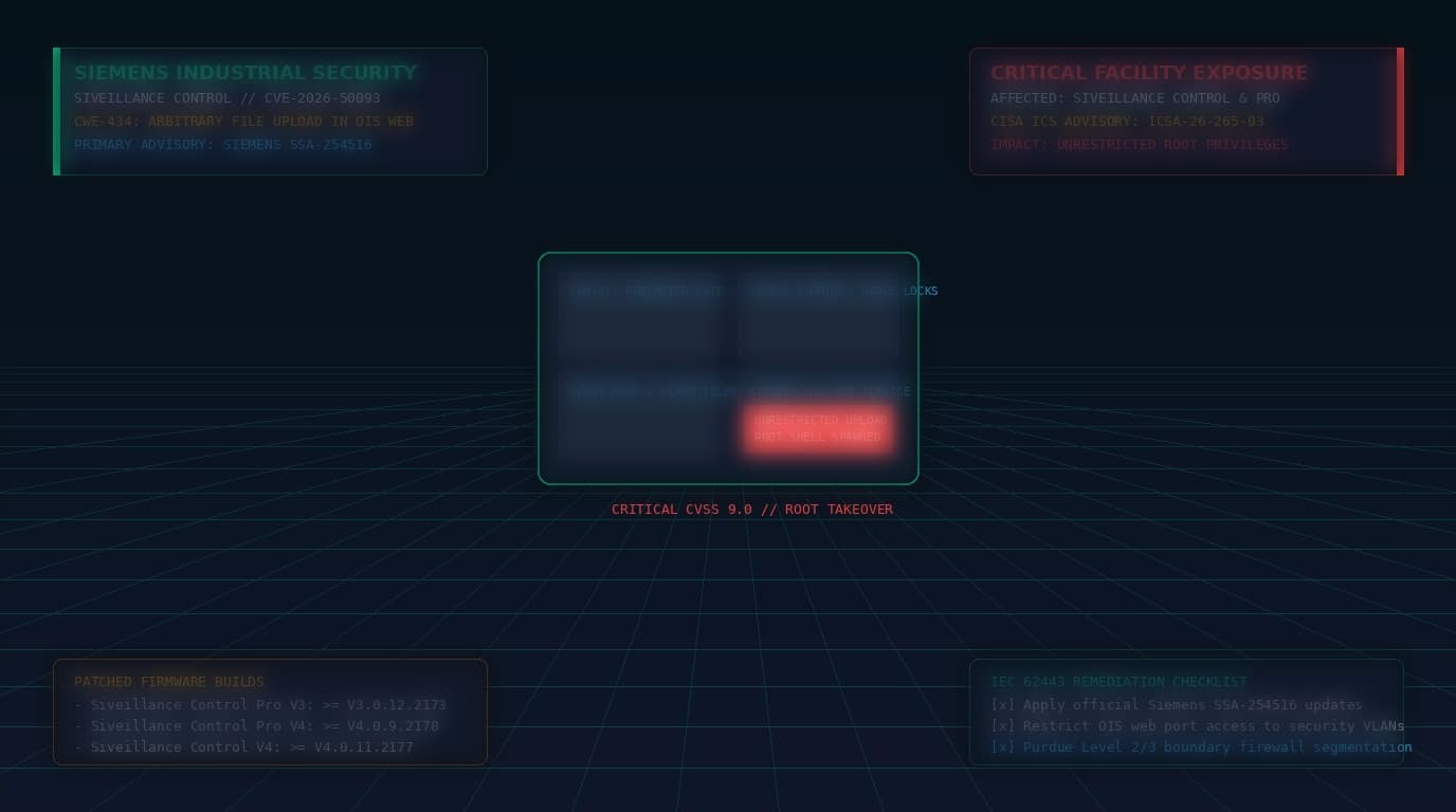 Siemens Siveillance Control Open Integration Services File Upload Root Takeover