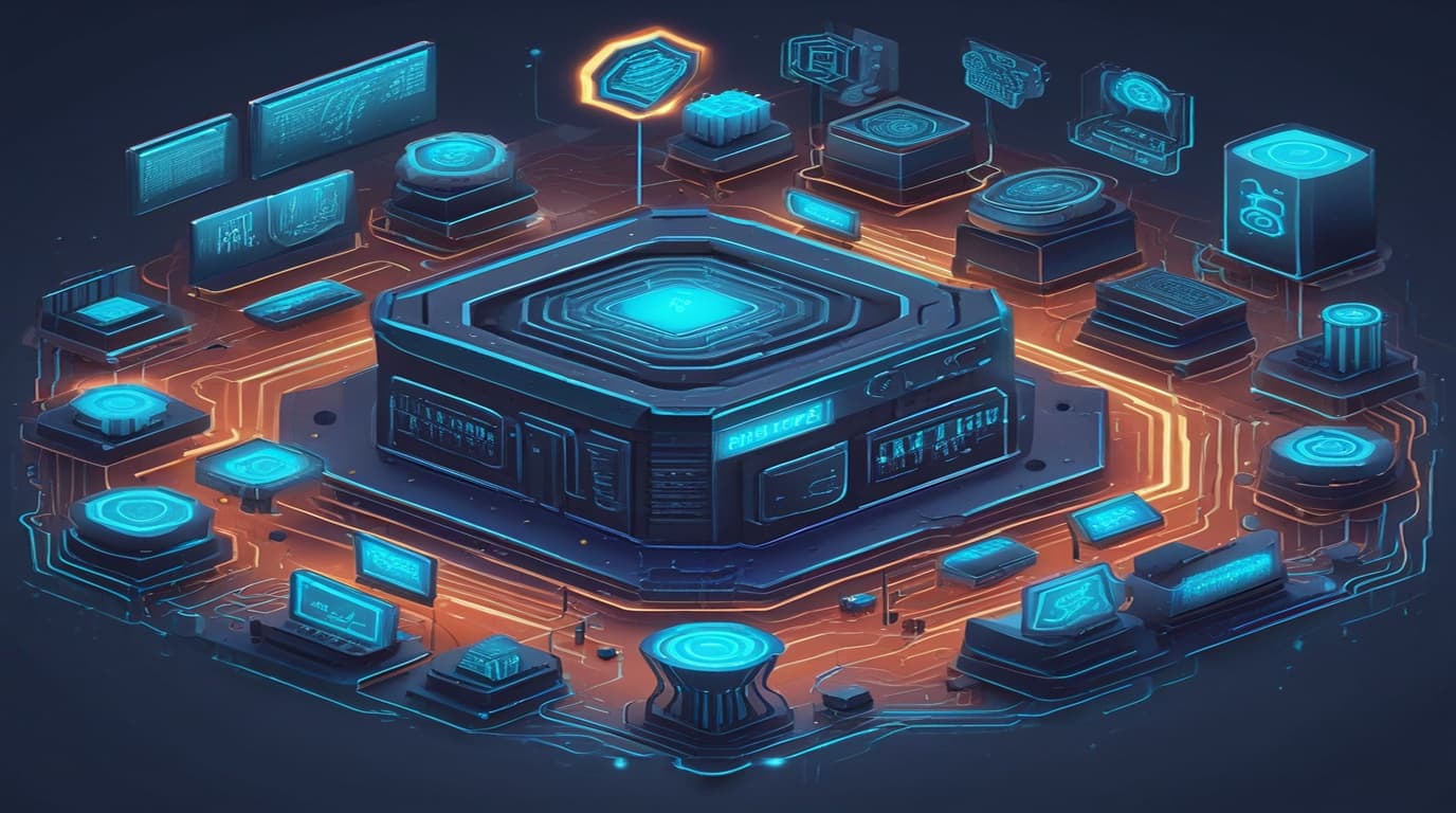 High-tech 3D conceptual cybernetic editorial illustration of Simple Admin Core Security Vulnerability vulnerability and enterprise defense