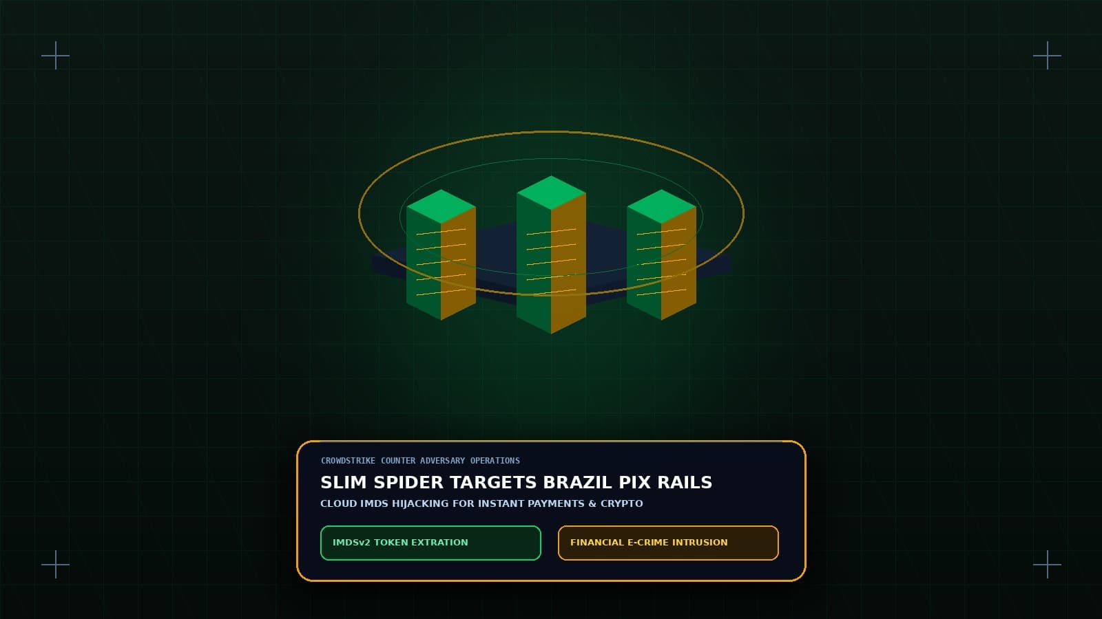 3D isometric visualization of financial cloud infrastructure targeting Brazilian Pix payment rails and multi-sig crypto wallets