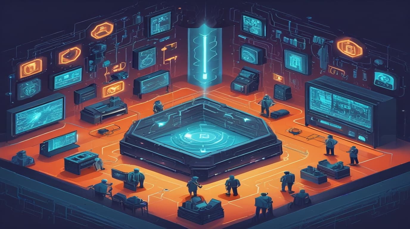 High-tech 3D conceptual cybernetic editorial illustration of Sunhillo SureLine Security Vulnerability vulnerability and enterprise defense