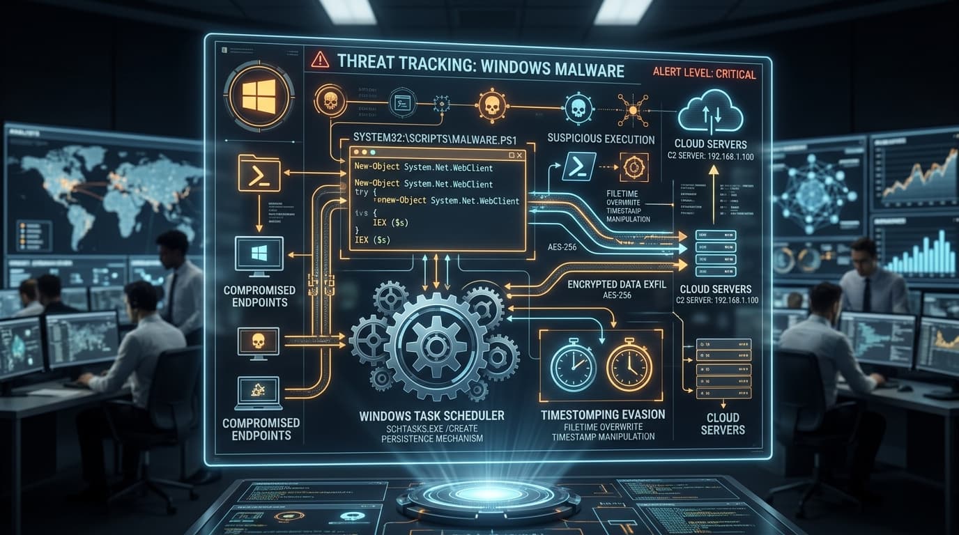 TASK#STOMP Malware PowerShell Backdoor Infection Flow and Scheduled Task Persistence Architecture