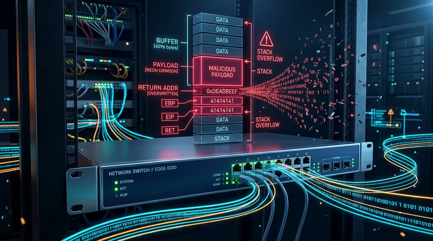 Zyxel GS1900 Smart Managed Switch Stack Buffer Overflow Attack Flow Diagram