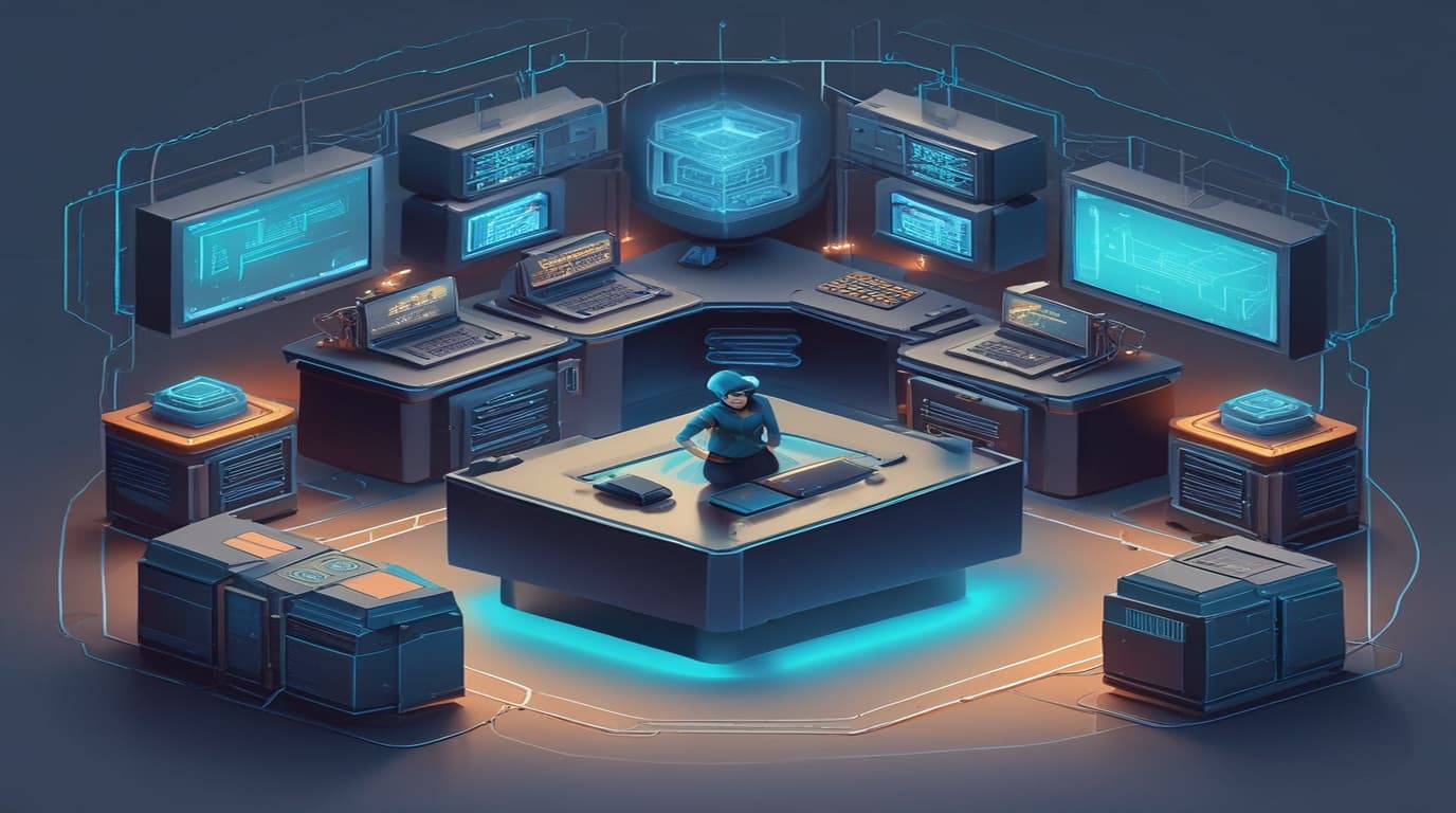 High-tech 3D conceptual cybernetic editorial illustration of A Kubernetes tenant with create permission on Consol Privilege Escalation vulnerability and enterprise defense