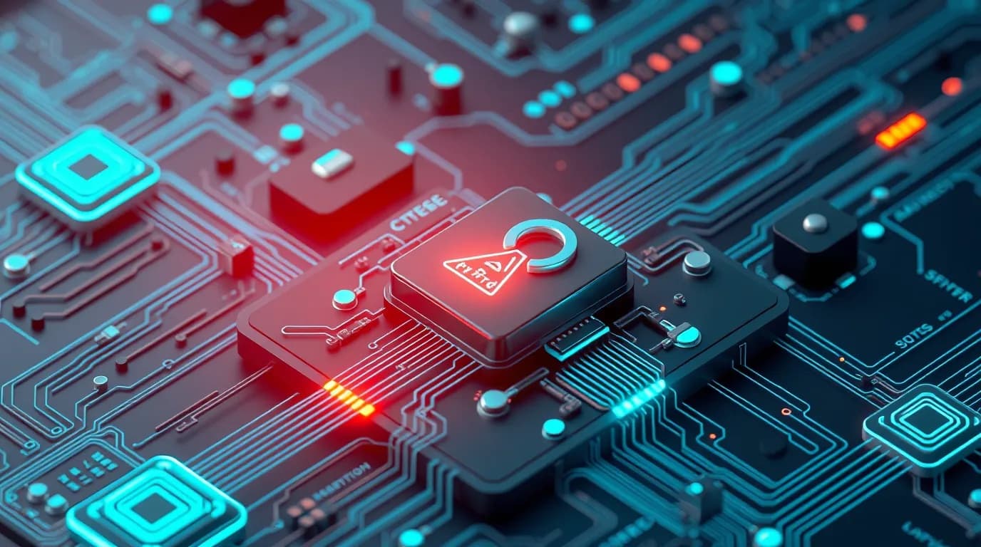 High-tech 3D conceptual cybernetic editorial illustration of Missing Authentication for Critical Function (CWE- Missing Authentication vulnerability and enterprise defense