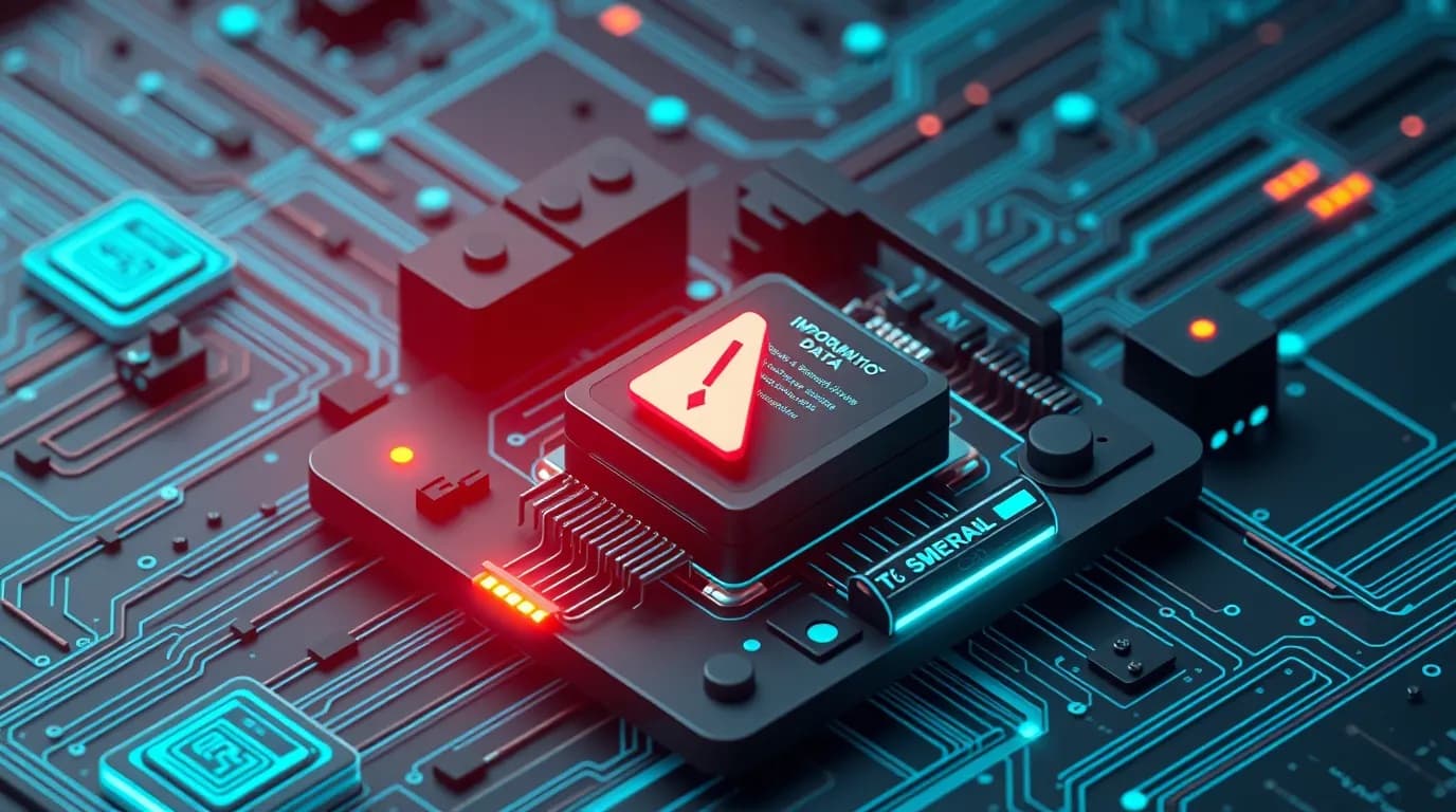 High-tech 3D conceptual cybernetic editorial illustration of PgAdmin 4's Import/Export Data tool wraps a user's OS Command Injection vulnerability and enterprise defense