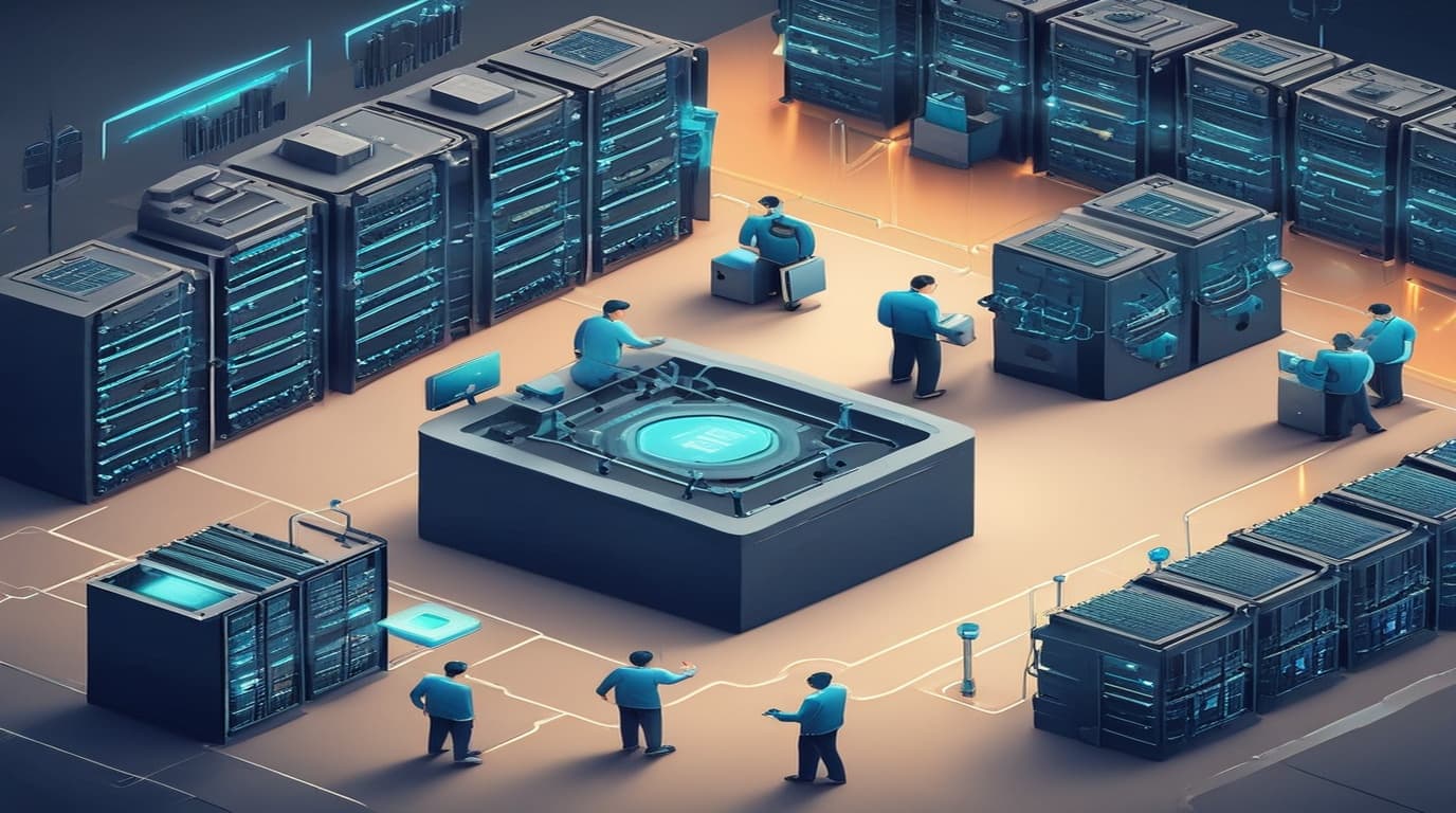 High-tech 3D conceptual cybernetic illustration of corporate data privacy compliance and regulatory financial enforcement scales surrounded by secure server racks