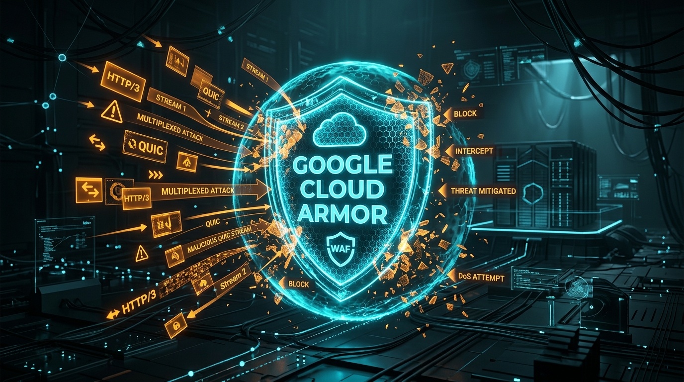 Editorial illustration for Google Cloud Armor Security Flaw Allows WAF Rule Bypass via HTTP/3 and QUIC Stream Desynchronization (CVE-2026-79510)