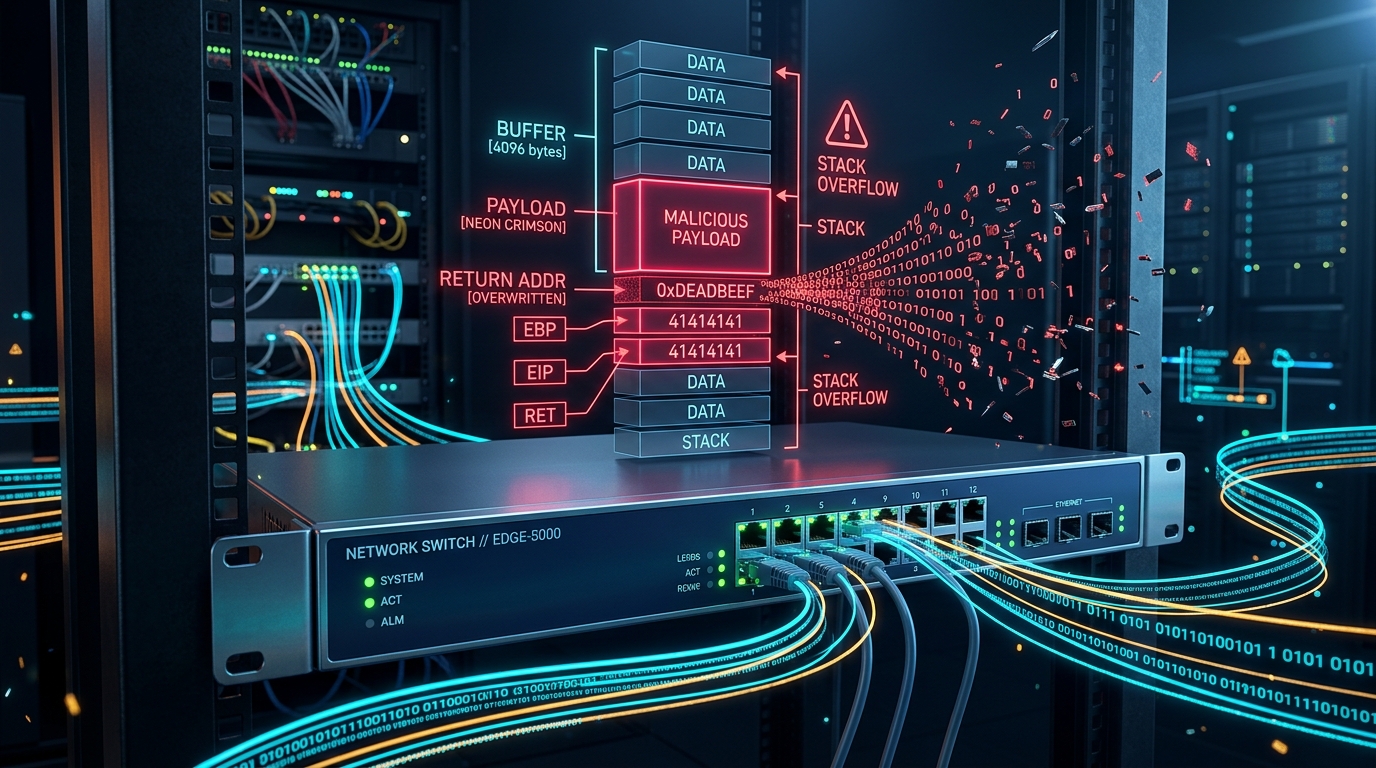 Zyxel GS1900 Smart Managed Switch Stack Buffer Overflow Attack Flow Diagram